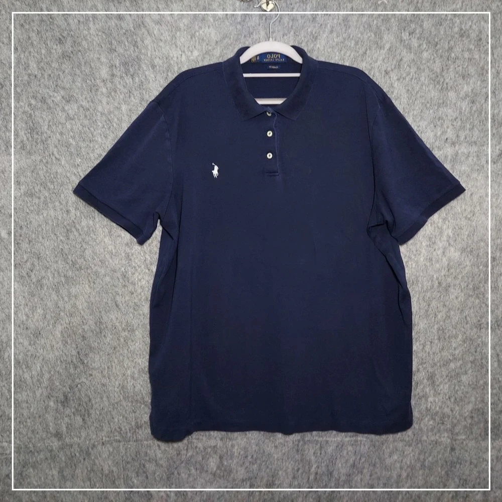 Polo Ralph Lauren Mens Polo Shirt XL Navy Blue Preppy Classic Fit Short Sleeve